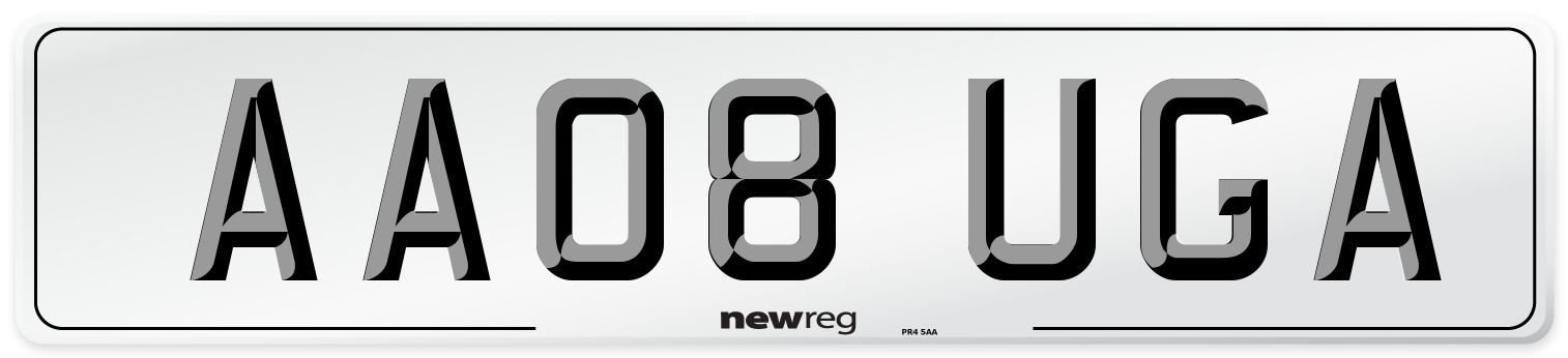 AA08 UGA Number Plate from New Reg